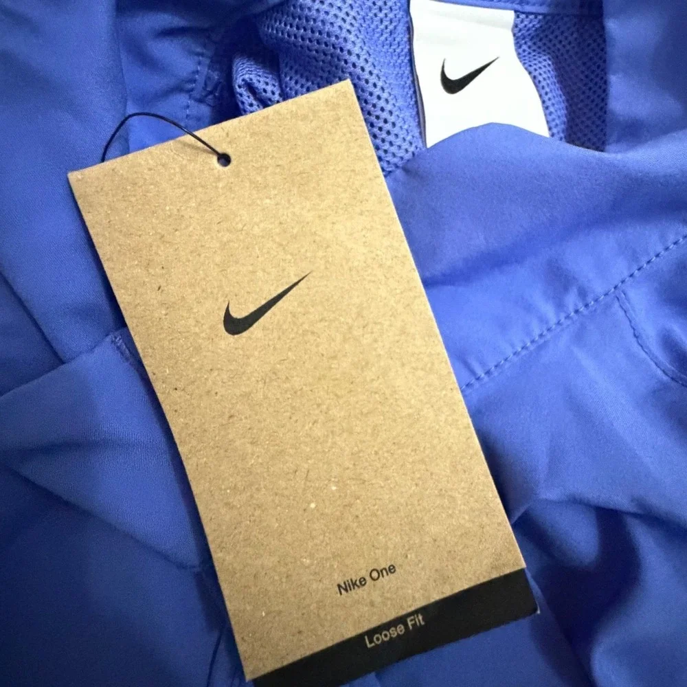 Nike One Dri-FIT Windbreaker Jacket Women Medium Blue Full Zip Athletic Sports